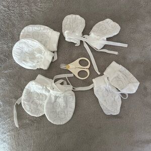 White Baby Mittens Set
